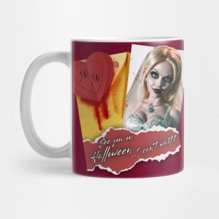 See you Halloween letter mesage Bride of Chucky Mug